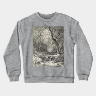 Forest Scene Pencil Illustration Crewneck Sweatshirt